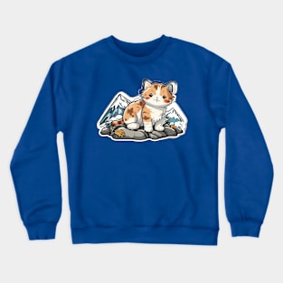 Orange Cat Mountain View Art Crewneck Sweatshirt